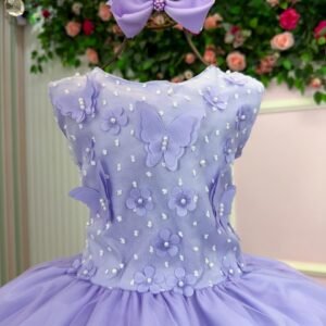 Vestido Marie Jardim das Borboletas Lilas Viviane