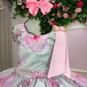 Vestido Bella Child Celina Florido Verde Claro