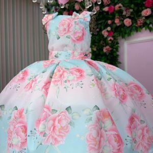 Vestido Mini Miss Lorena Florido Azul Bebe