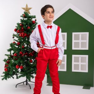 Conjunto Meninos Miss Cherry Leo Suspensorio Vermelho