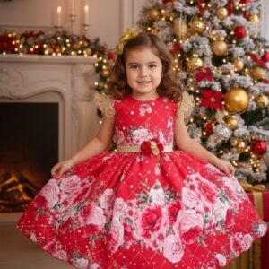 Vestido Marie Natalia Flores Vermelho - Natal