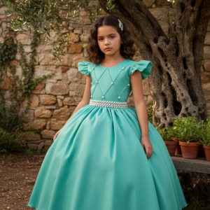 Vestido Ysa Kids Ariane Longo Verde Menta