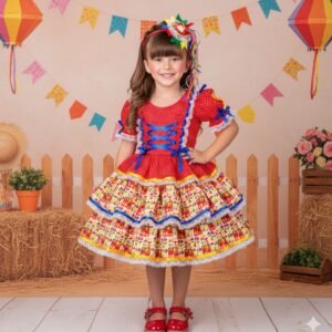 Vestido Bella Child Junino Forró Junino Vermelho