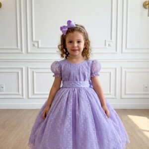 Vestido Marie Lilás Bolinhas