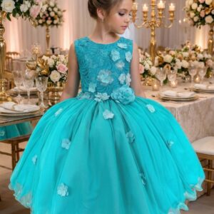 Vestido Juvenil Vila Lele Regata Flores Verde Tiffany