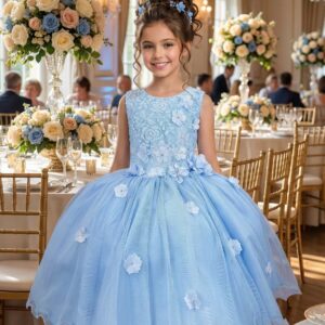 Vestido Juvenil Vila Lele Regata Flores Azul Bebe