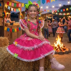 Vestido Banana Club Junino Quermesse do Balance Pink