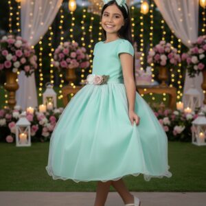 Vestido Juvenil Vila Lele Luiza Verde Menta