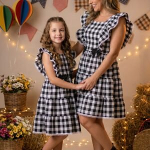 Vestido Banana Club Aline Xadrez Mãe e Filha