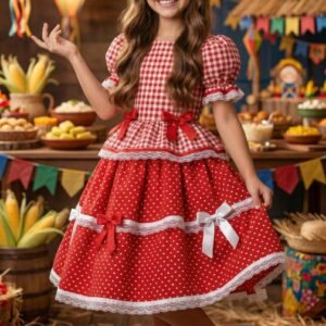 Vestido Mimadine Junino Luxo Stefanny Vermelho