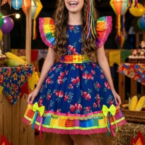 Vestido Banana Club Junino Luxo Forro Kids
