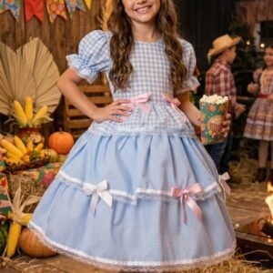 Vestido Mimadine Junino Luxo Stefanny Azul Bebe