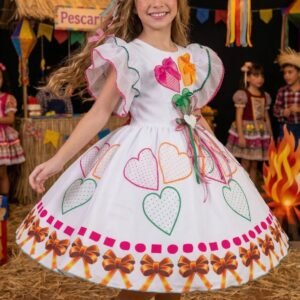 Vestido Marie Junino Luxo Noivinha/Noiva dos Corações