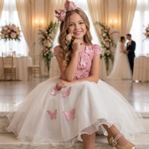 Vestido Juvenil - Midi Vila Lele Sabrina Rose e Off