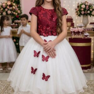 Vestido Juvenil - Midi Vila Lele Sabrina Marsala e Off