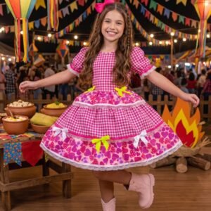 Vestido Mimadine Junino Luxo Viviane Pink
