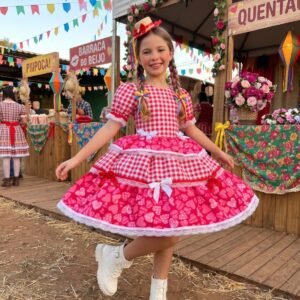 Vestido Mimadine Junino Luxo Viviane Vermelho