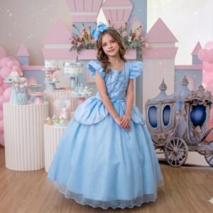 Fantasia Mini Miss Longo Princesa Azul