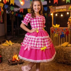 Vestido Mimadine Junino Luxo Beatriz Pink