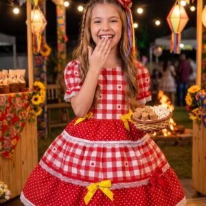 Vestido Mimadine Junino Luxo Beatriz Vermelho