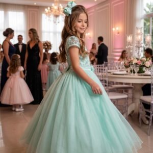 Vestido Mini Miss Longo Carol Verde Menta