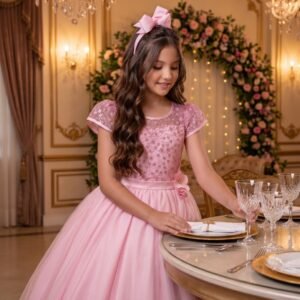 Vestido Mini Miss Longo Carol Rosa Bebe